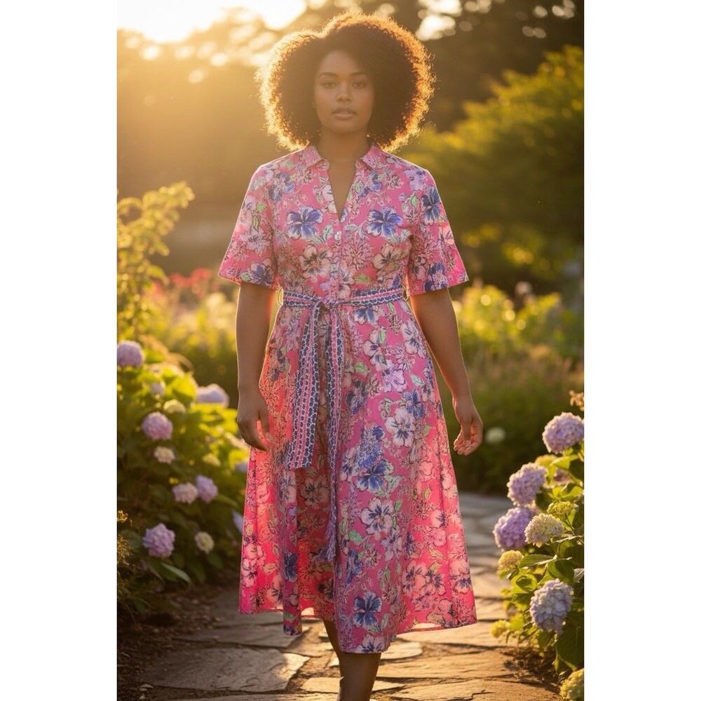 Lilly Pulitzer Marilisa Stretch Midi Dress Size 10 Last Bud Not Least #009730 - Picture 1 of 10
